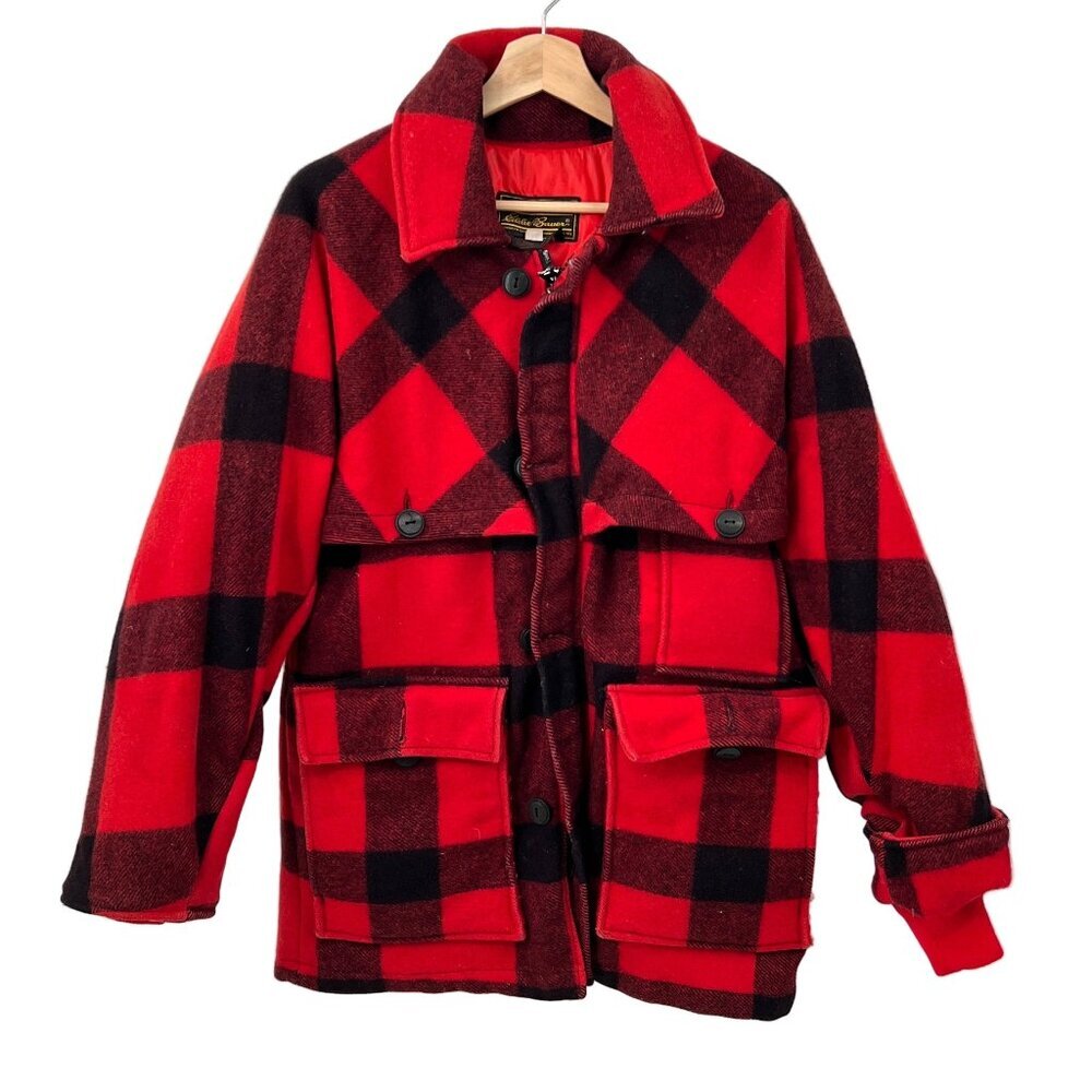 Vintage Eddie Bauer Plaid Wool Shell Down Filled Liner Coat